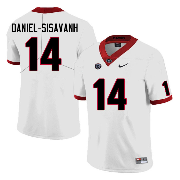 Men #14 David Daniel-Sisavanh Georgia Bulldogs College Football Jerseys Sale-White Anniversary